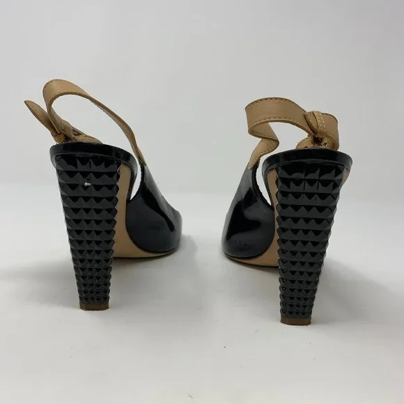 Giuseppe Zanotti Black Patent Leather Slingback Corkscrew Peep-Toe Sandals 8.5 - Picture 6 of 11